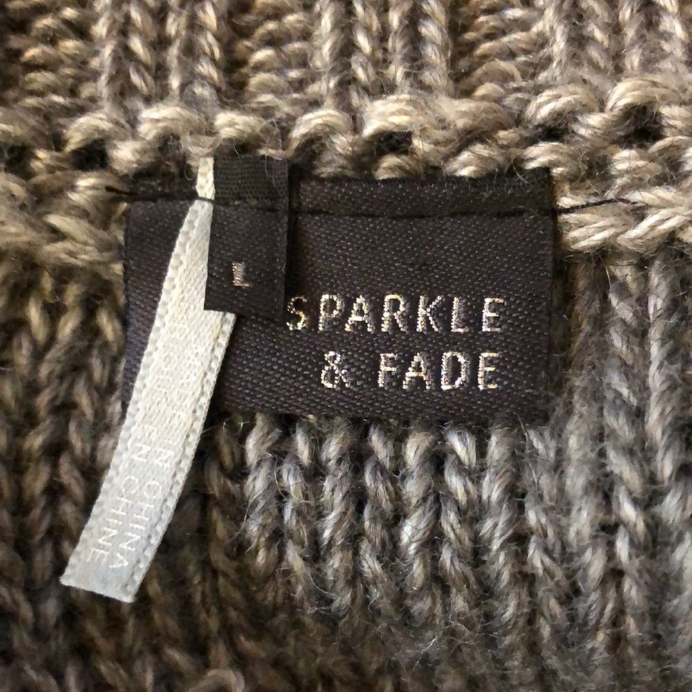 Sparkle & Fade Anthropologie Moto Style Gray Black Zip Front Sweater Large L - Picture 9 of 10